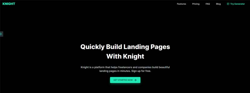 knight landing page