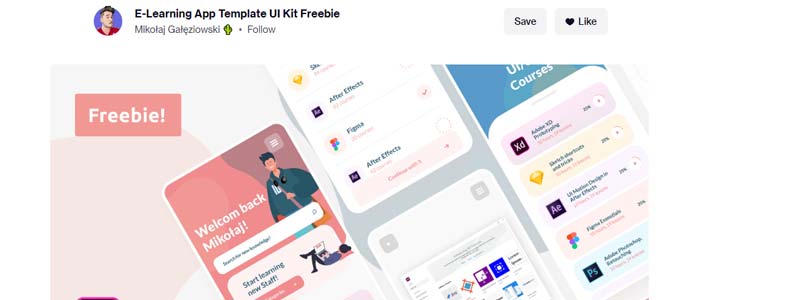 E-Learning App Template UI Kit Freebie