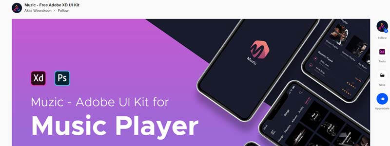 Muzic - Free Adobe XD UI Kit