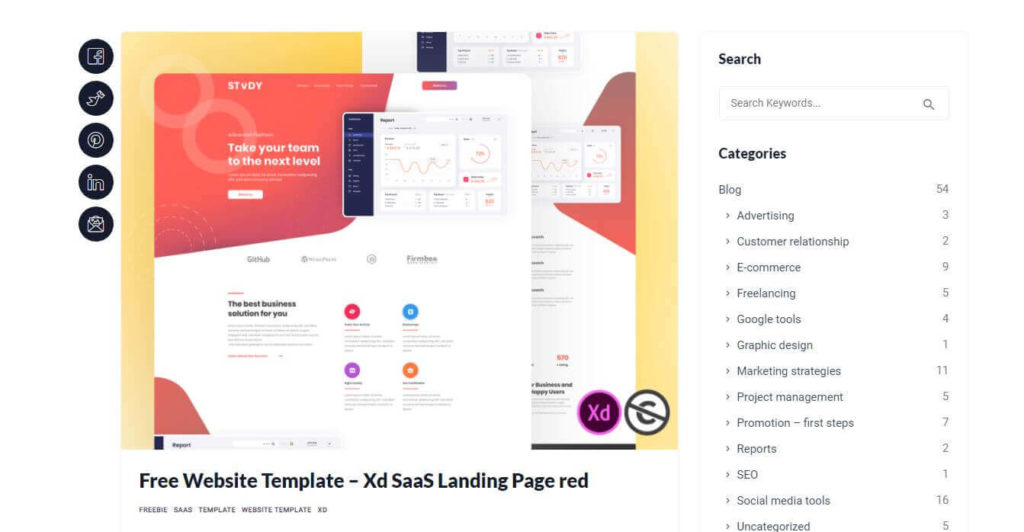 Xd SaaS Landing Page red